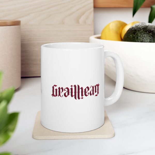 GrailHeart Ambigram Ceramic Mug (Red) - Image 3