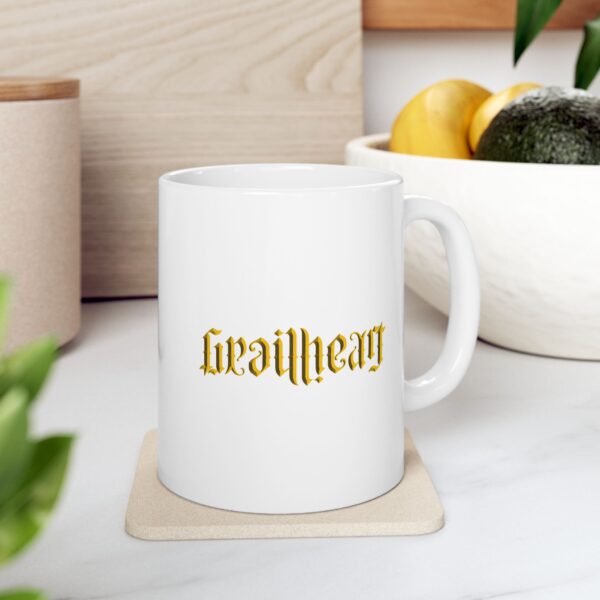 GrailHeart Ambigram Ceramic Mug (Gold) - Image 3